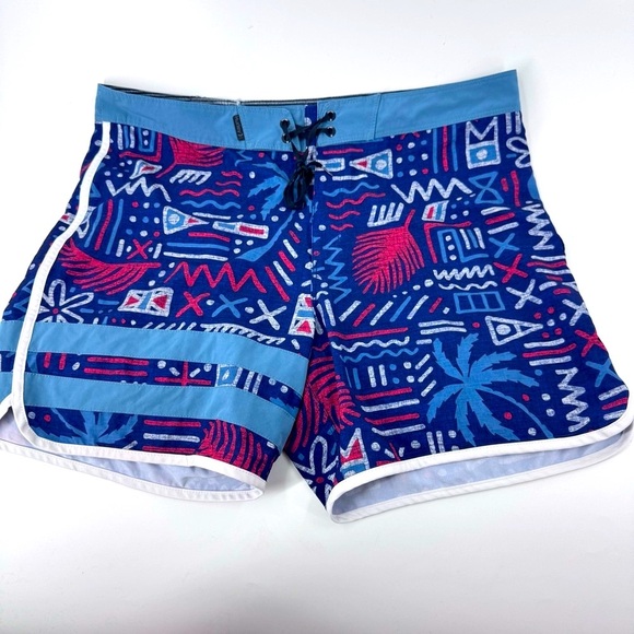 Hurley Phantom Blue and Red Graphic Swim Shorts - Picture 2 of 10